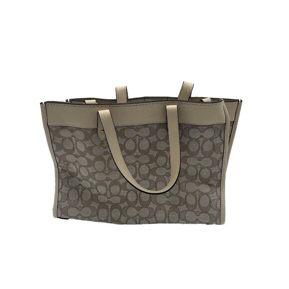 Coach Field Tote 30 Signature Jacquard Satchel Crossbody Missing Shoulder Strap - Picture 5 of 10